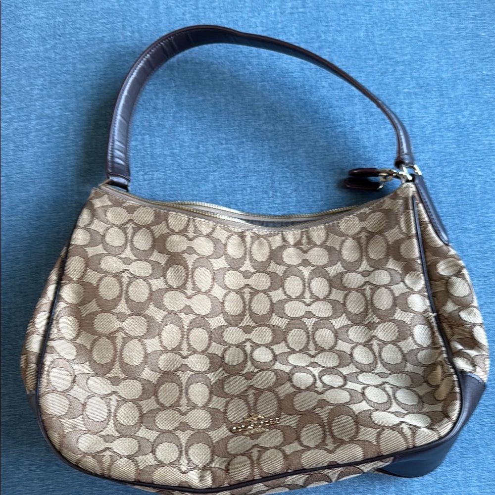 Coach Brown Hobo Shoulder Bag with Signature Monogram